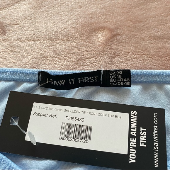 NWT I Saw It First Blue milkmaid tie front blouse - Picture 4 of 6